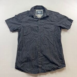 Monument Shirt Mens Medium Black Floral Cotton Casual Short Sleeve Button Up